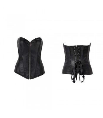 Lace up Corset Top Leather Waist Spiral Steel Boned Cincher Bustier 